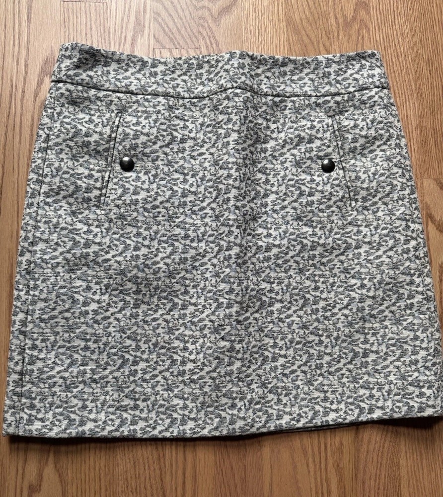 LOFT Ann Taylor Floral Tapestry A-Line Mini Skirt Size 6 Blue Grey Career Casual