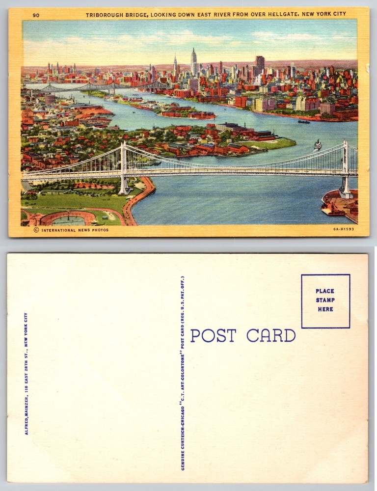 Triborough Bridge East River New York City Postcard