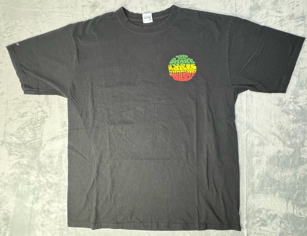 Crazy Shirts Hawaii Bob Marley Men’s XL Rasta Graphic T-Shirt Black Double Sided