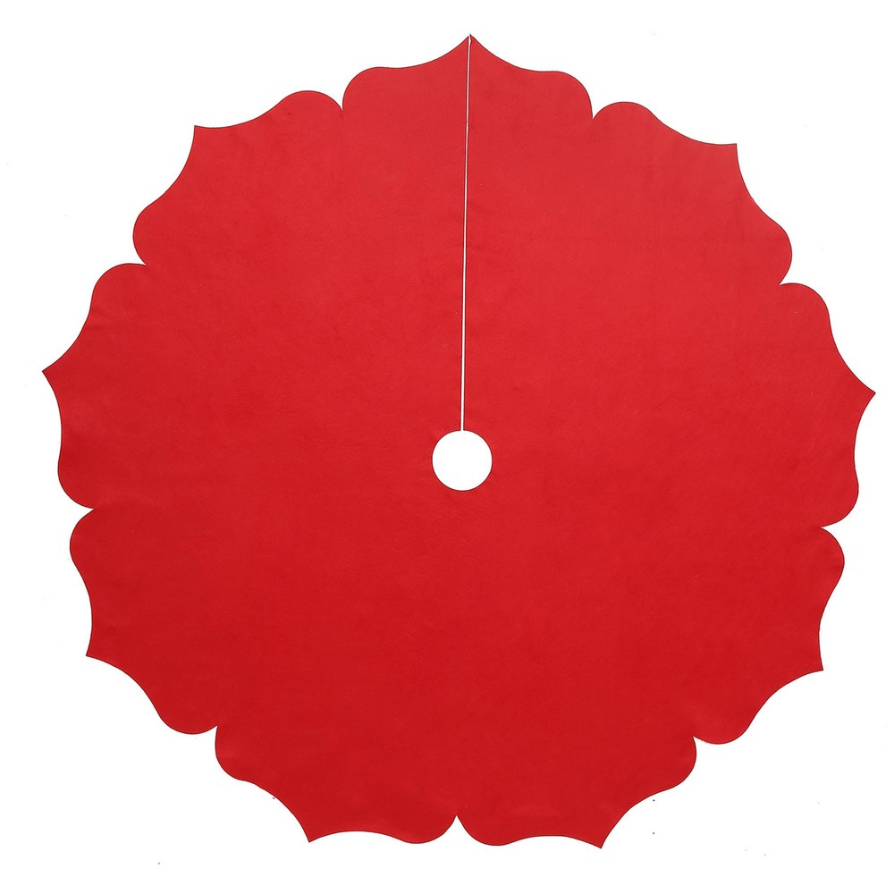 56-Inch Red Non-Woven Classic Christmas Tree Skirt for Holiday Decor