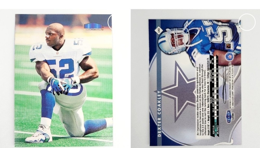 1/1 ? RARE NO NAME LOGO ERROR MISPRINT 1998 Fleer Tradition DEXTER COAKLEY NFL