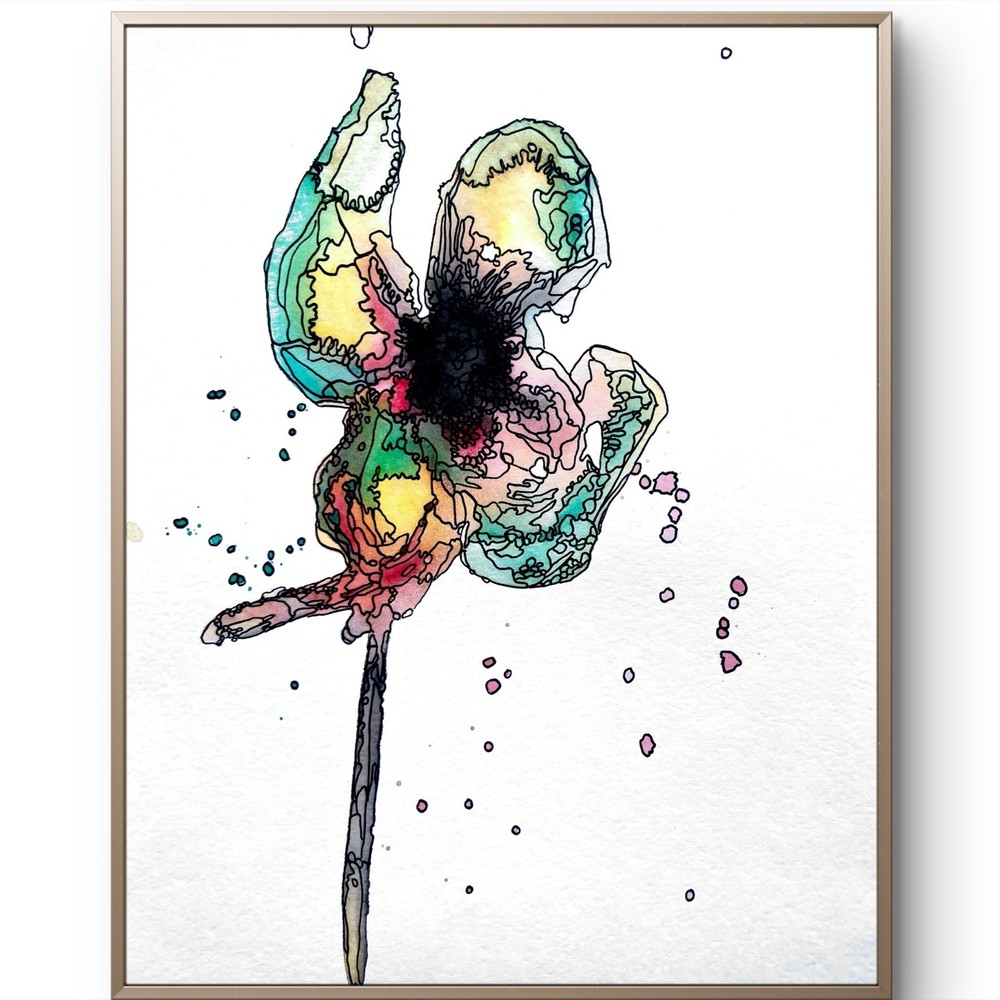 TITA PAINTZ Abstract Pinwheel Watercolor Ink Hand Painted Contemporary Art 9x12