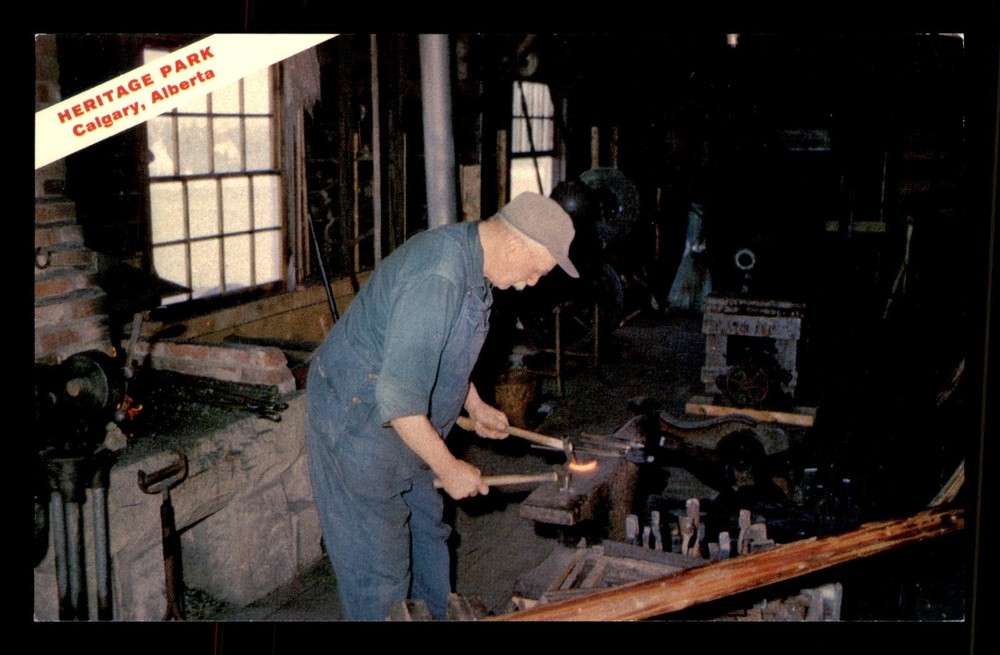 Heritage Park Calgary Alberta Canada Blacksmith Shop Hot Iron Postcard Unp