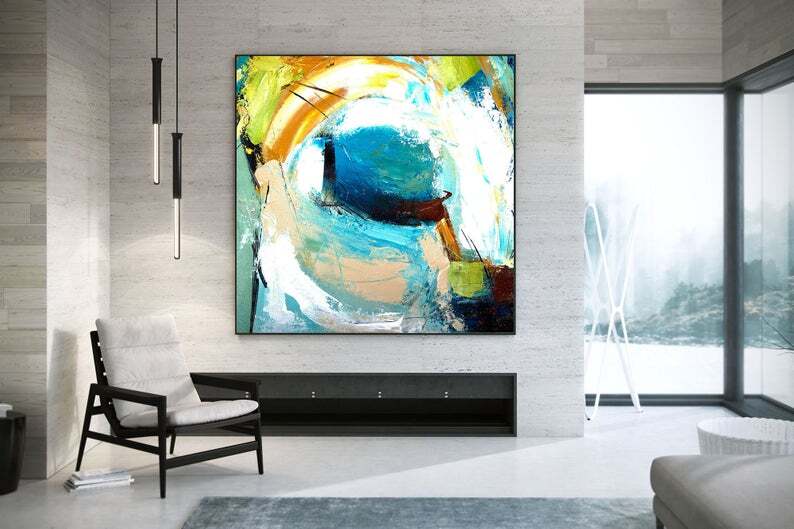 Oversized Wall Art Housewarming gift Acrylic Painting Large Canvas Art Textured
