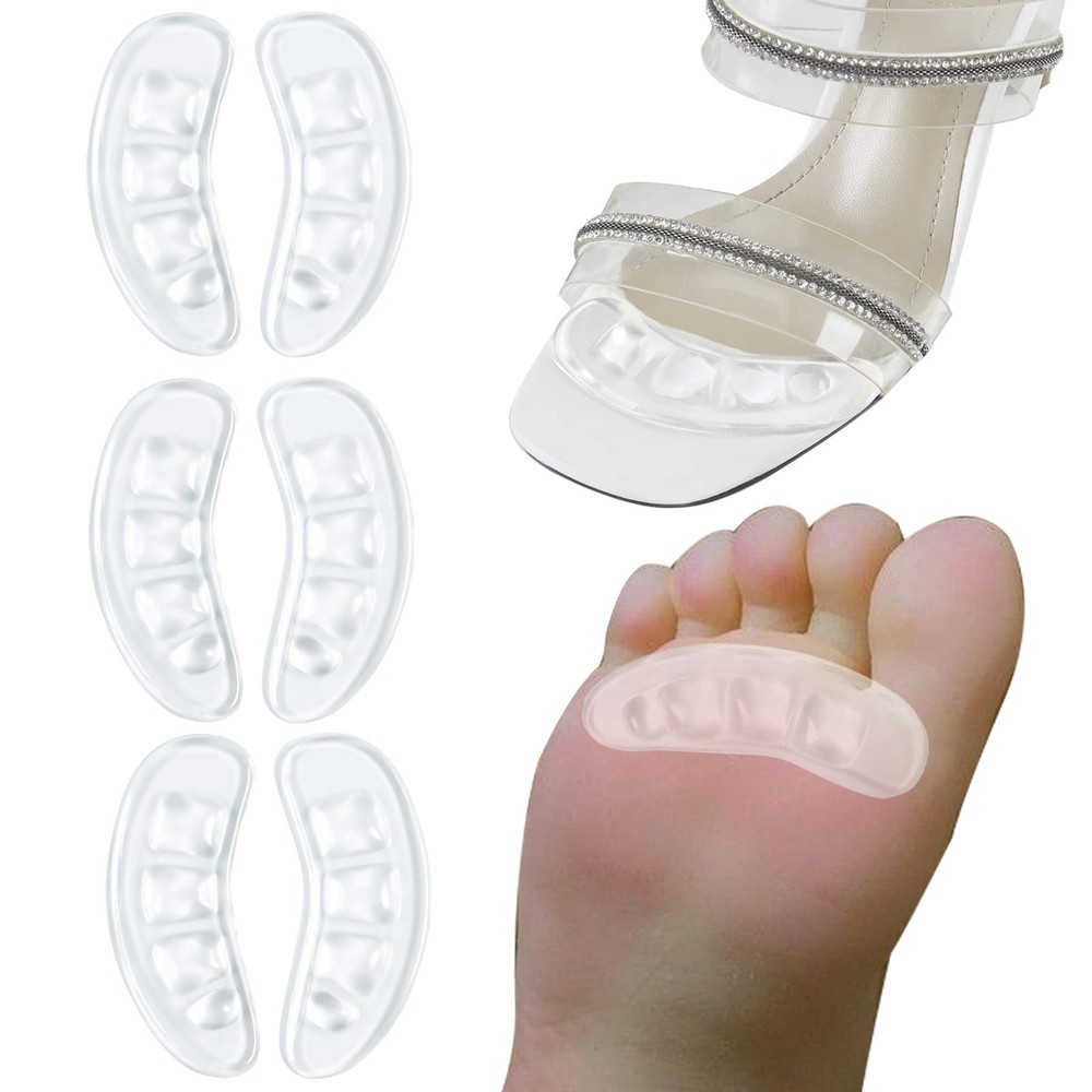GQTJP Metatarsal Pads, Ball of Foot Cushions for 3 Pairs, Clear S- 3 Pairs