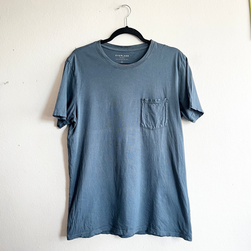 Everlane Mens Size Medium Blue Crew Neck T-Shirt 100% Cotton