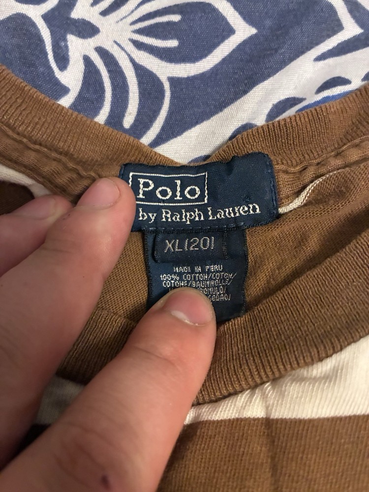 Boys Xl Brown and White Polo T Shirt Size 18/20