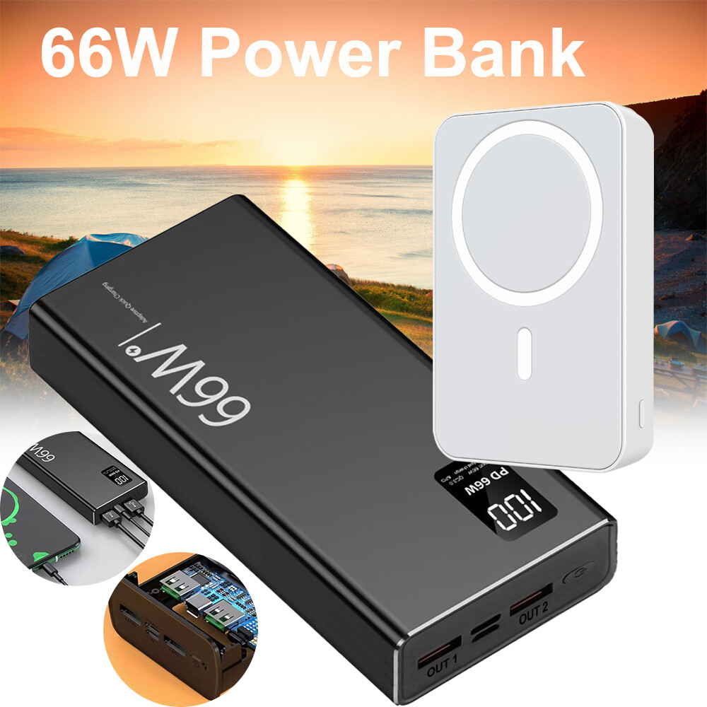66W 40000mAh Portable Power Bank 2 USB External Battery Charger For Cell Phone
