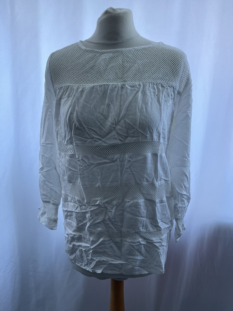 Gap Womens White 3/4 Sleeve Cotton Blouse in Petite Size 2XS