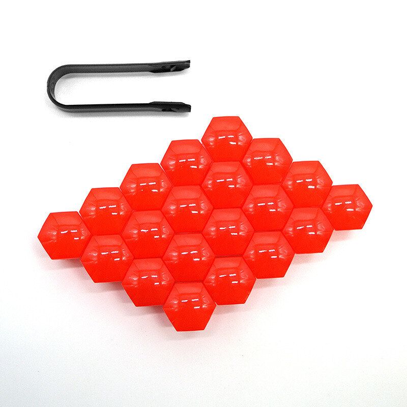 Car Wheel Lug Nut 17mm Bolt Cover Protect Hub Screw Cap Red Set