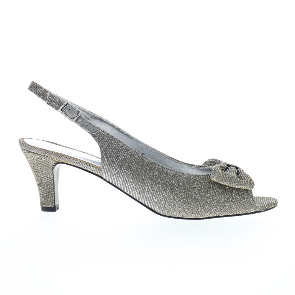 David Tate Spirit Womens Gray Canvas Slingback Hook & Loop Heels Size 9.5