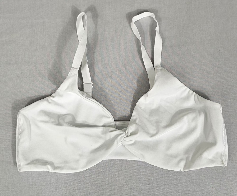 Gymshark White Sports Bra Twist Front Light Support Activewear Gym Yoga Size...