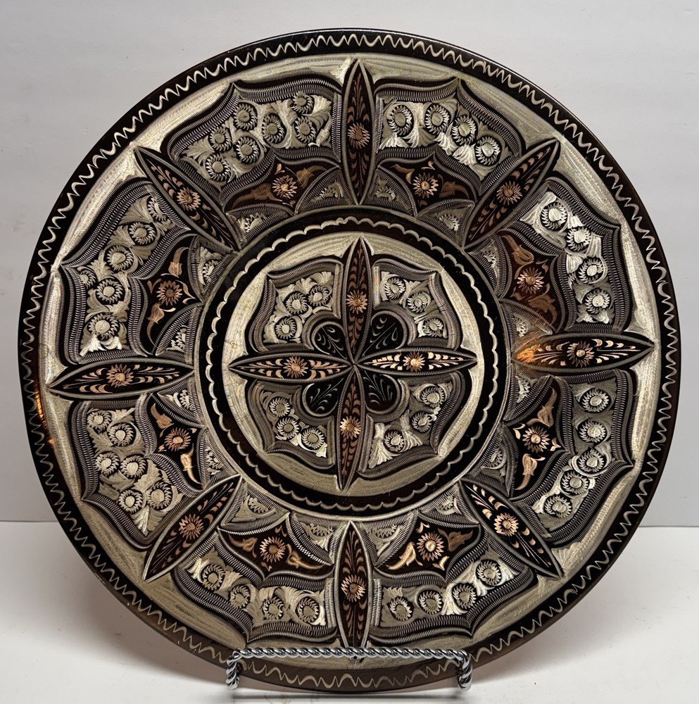 Vintage Turkish Etched Copper Wall Plate