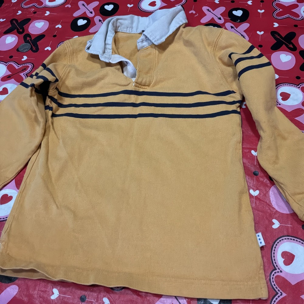 Covington Boys 5t Long Sleeve Polo Shirt Yellow Blue Preppy 100% Cotton