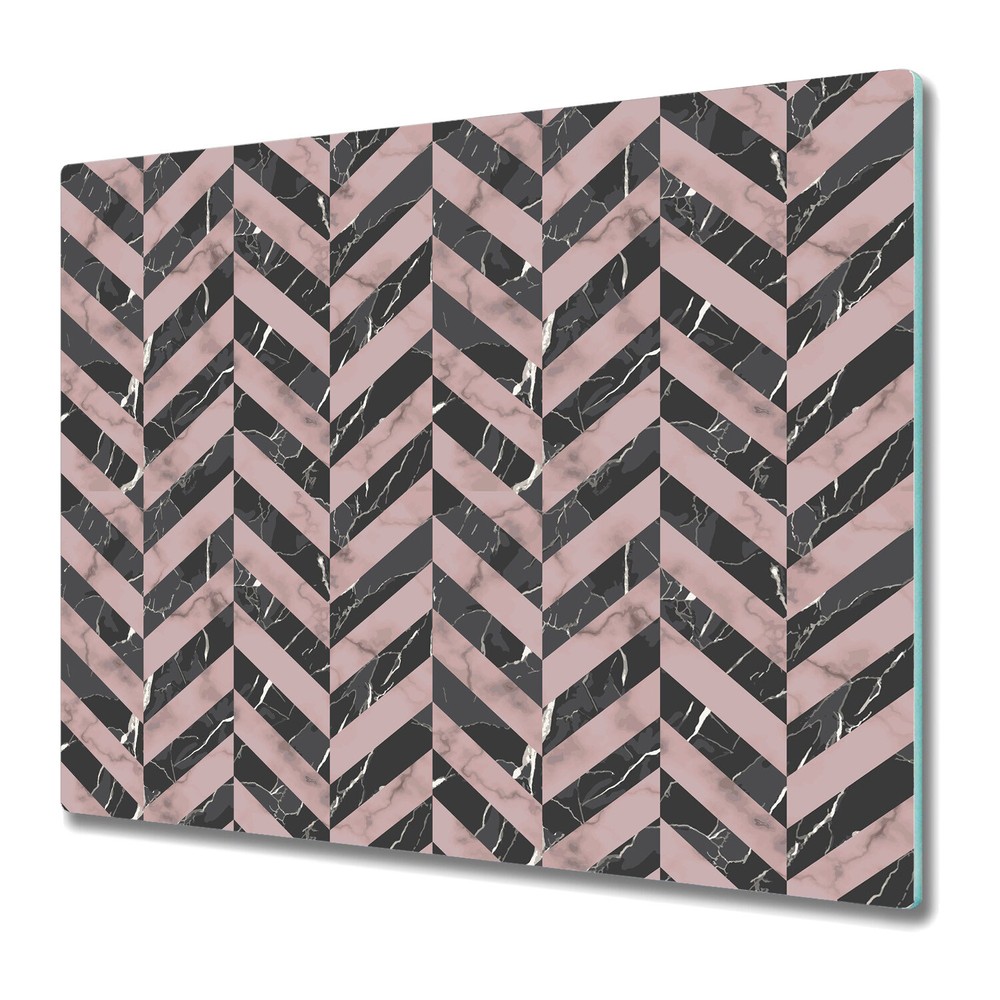 Glass Worktop Saver Luxurious Marble Elegant Pink and black Vintage 60x52