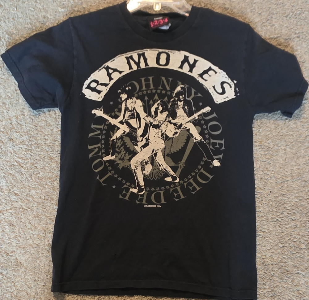 Ramones 1-2-3-4 Men's Black Cotton T-Shirt Band Graphic Size S