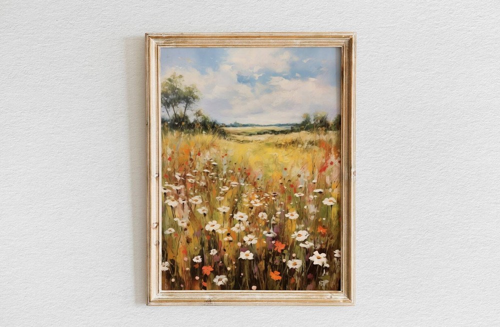 Harmony Of Colors Radiant Wildflower Field Oil Painting Poster Wall Art