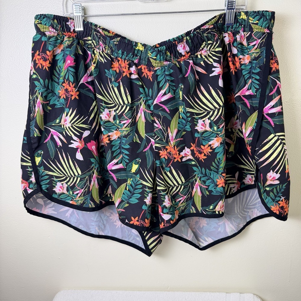 Old Navy Active Women’s Tropical Print Go-Dry Short Shorts Elastic Waist XXL