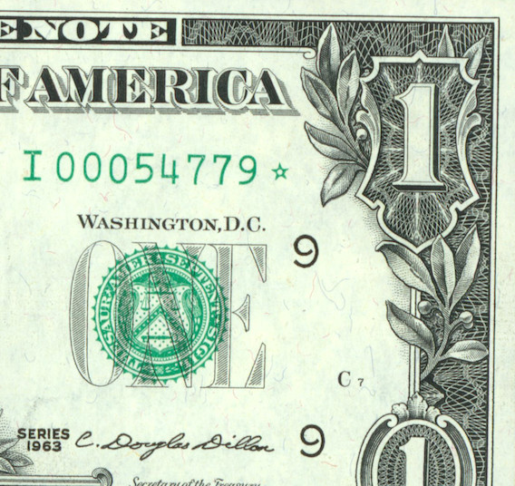**STAR - 5 DIGIT** $1 1963 (VF+) Federal Reserve Note ** PAPER CURRENCY AUCTIONS