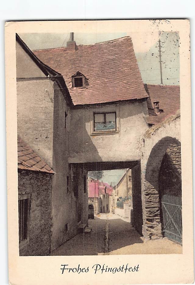 Postcard Frohes Pfingstfest with Houses Street Town/ City Holiday Scenery