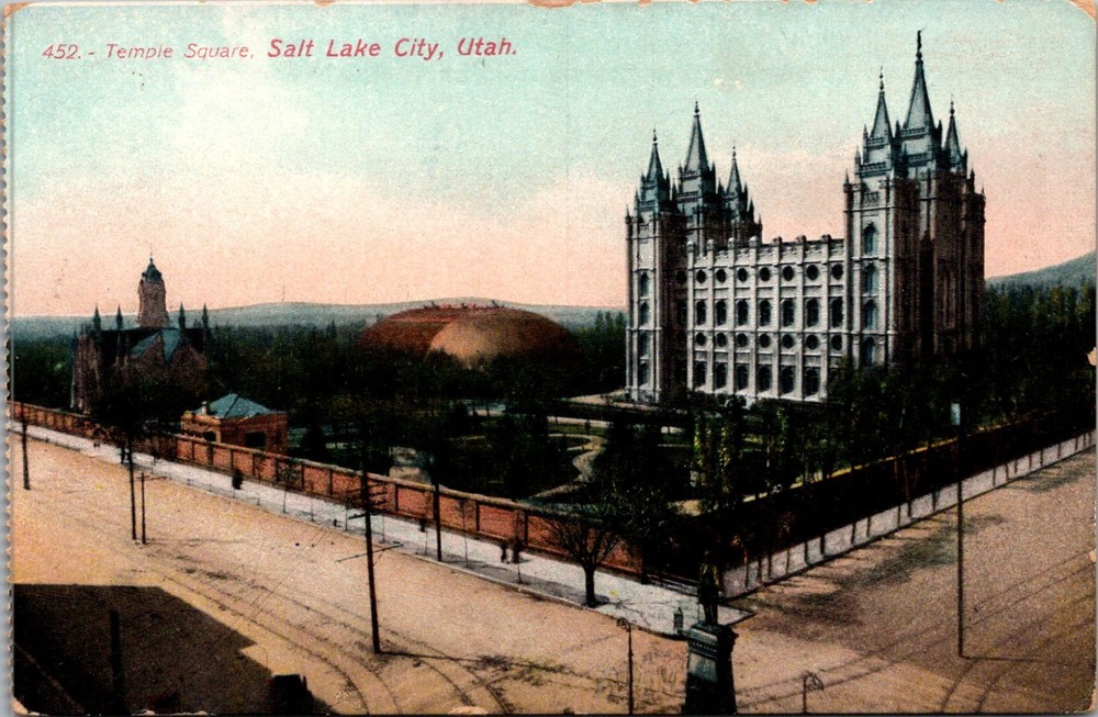 Vintage Postcard Mormon Temple Square Utah State Capitol Salt Lake City Unposted