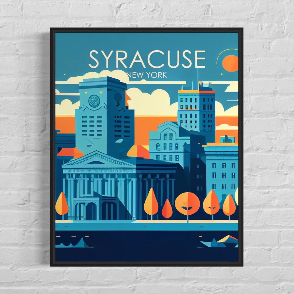 Syracuse New York Retro Art Print Syracuse Wall Art Illustration Syracuse