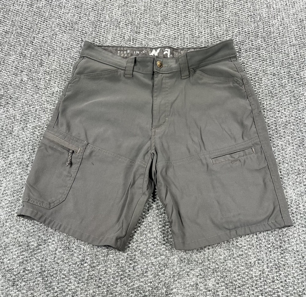 Wrangler ATG Shorts Men 32 Gray Nylon  All Terrain Gear Cargo Stretch Wear