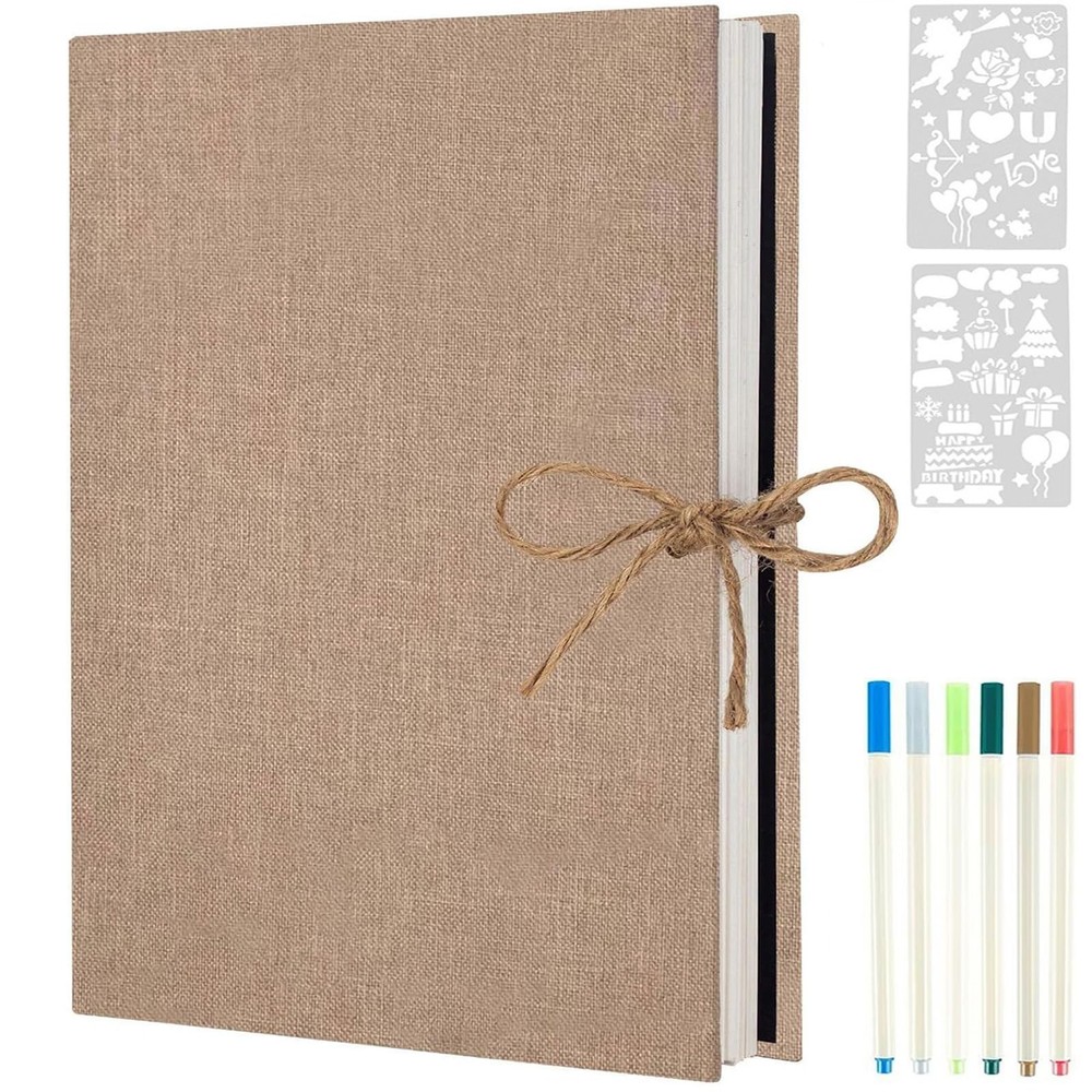 Photo Album Self Adhesive Pages, 60 Pages Photo Album Scrapbook Linen Cover S...
