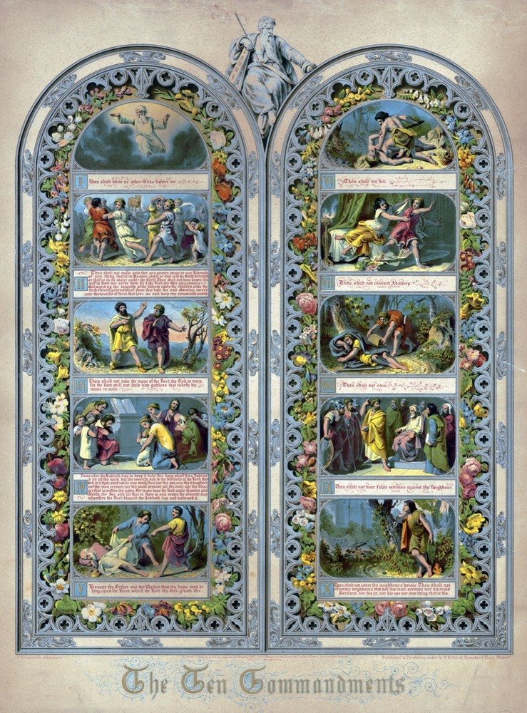 Victorian Bible Ten Commandments Wall Art for Home Decor