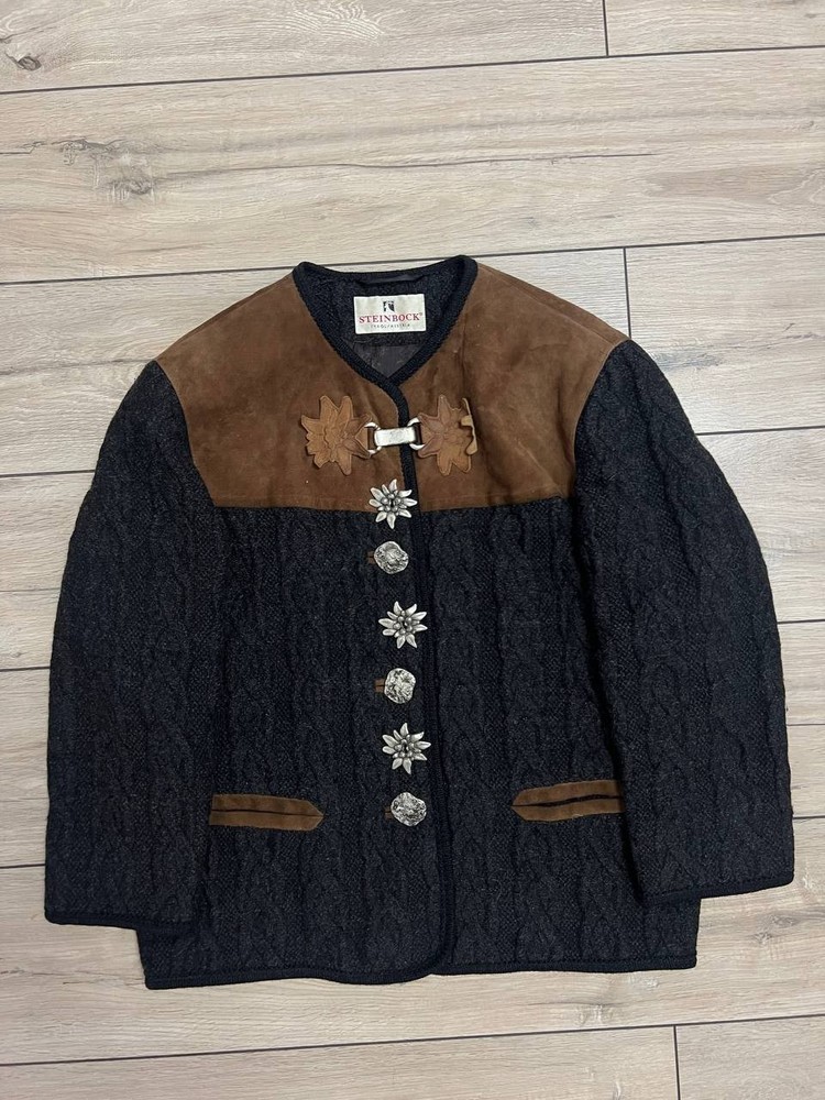 Women's Steinbock Tyrol Austria Wool Leather Trachten Loden Jacket US 8 EUR 38