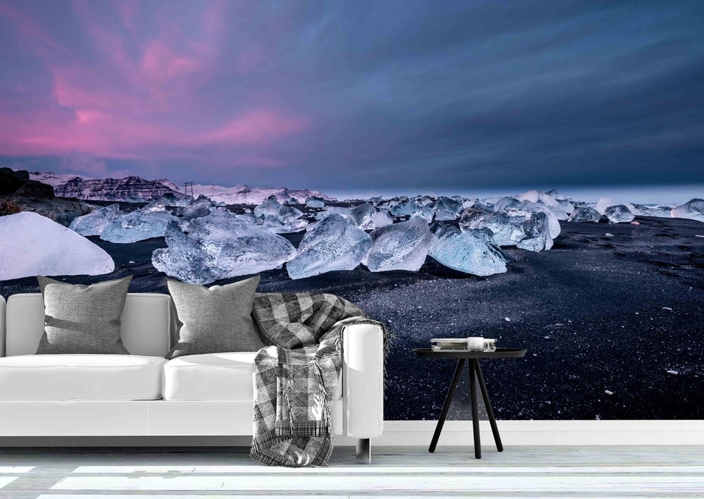 3D Sky Beach Ice Cubes Landscape Wall Murals Wallpaper Murals Wall Sticker