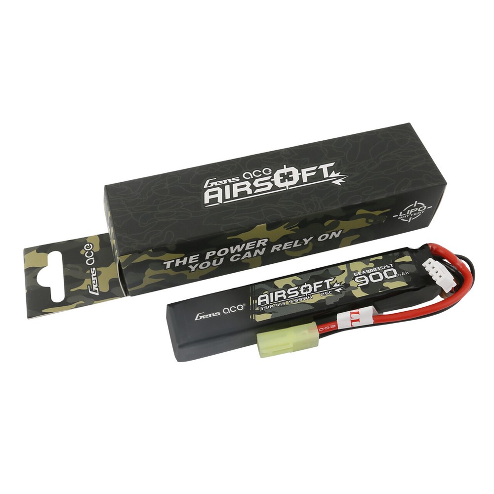 Gens Ace 25C 900mAh 3S 11.1V Airsoft Lipo Battery With Tamiya Plug AEG M4 CM16-image