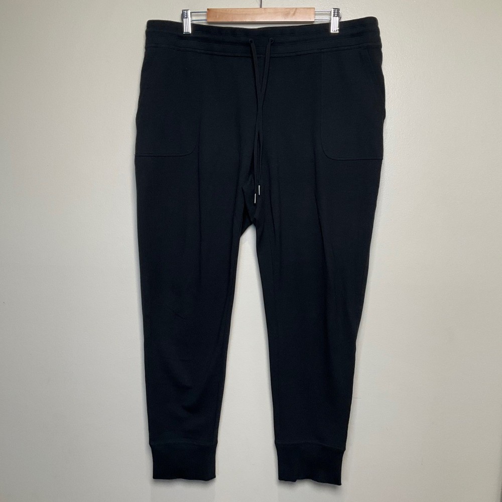 LL Bean Men's XL Black Fleece Jogger Sweatpants Drawstring EUC