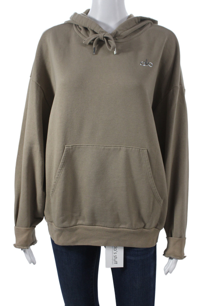 Alo Unisex Pullover Hoodie Brown Drawstring Long Sleeve Solid Designer Size SFree Shipping in US $100+ Orders | $6.95 Orders Below