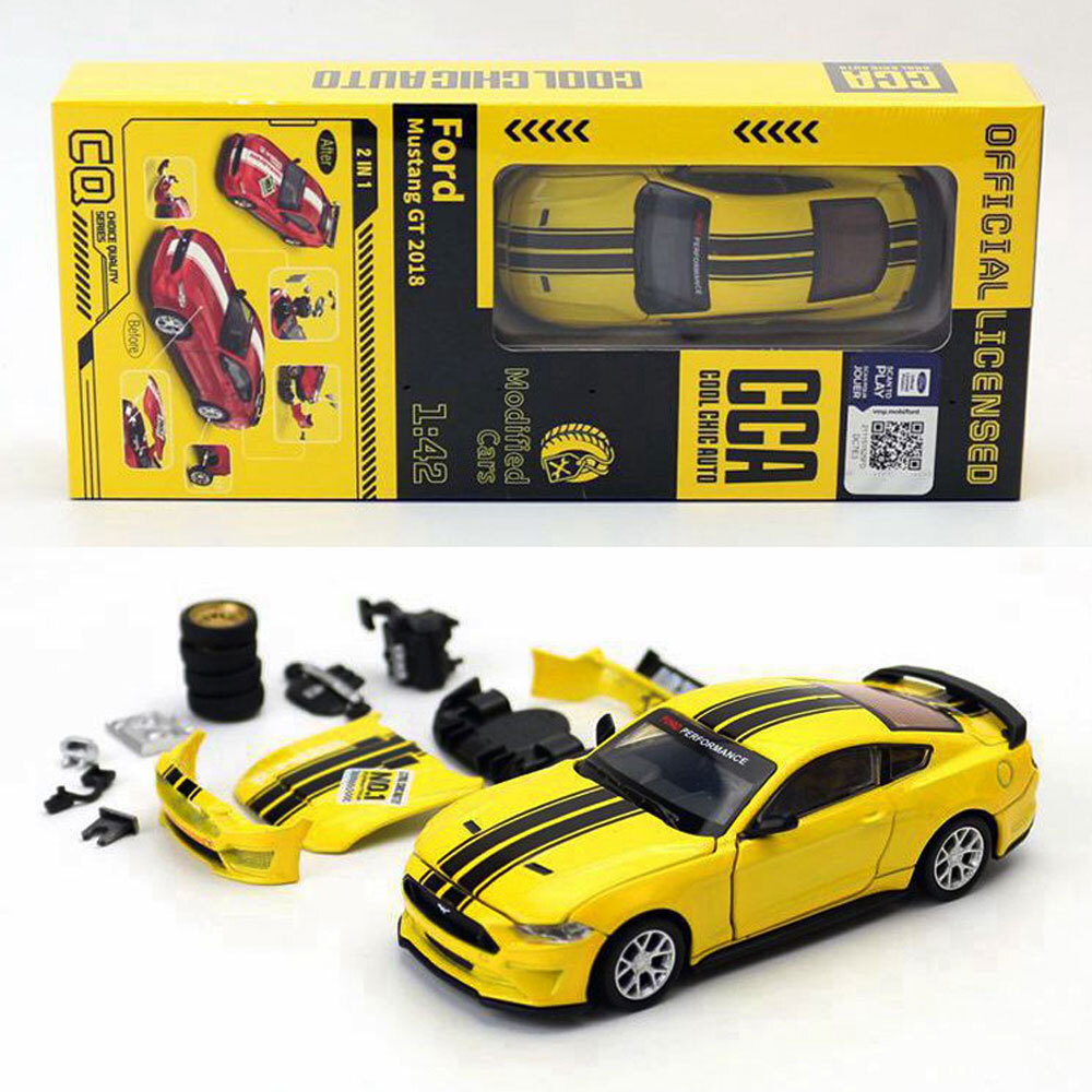Ford Mustang GT Toy Car 1:42 Diecast Model Vehicle Take Apart Toys Kids Yellow