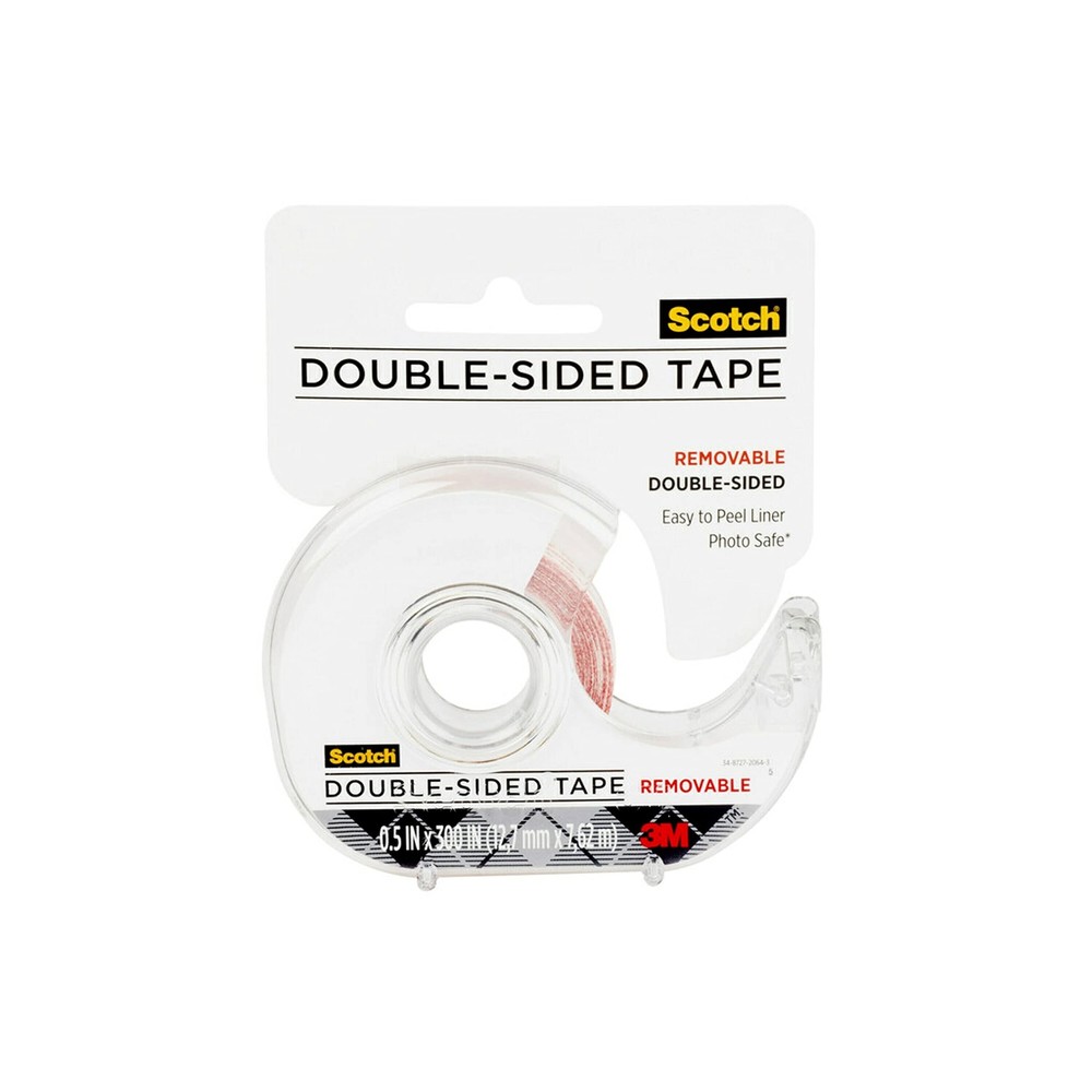 Scotch Double Sided Tape, Removable, 1/2 in x 300 in, 4-Pack (2002-CFT)