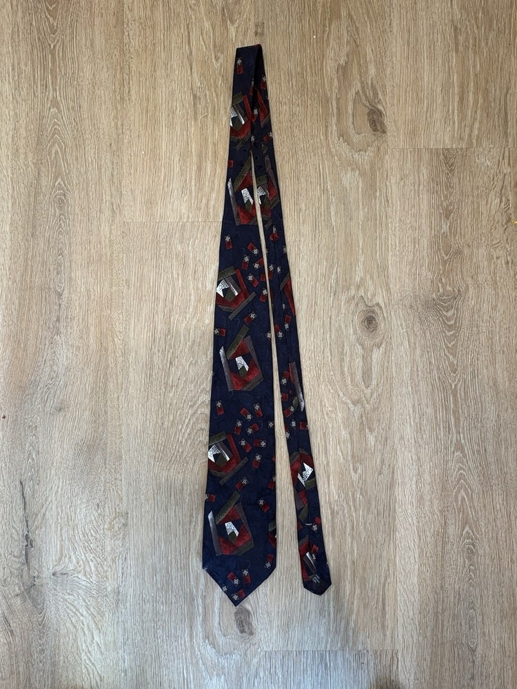 Zylos George Machado 100% Italian Silk Tie Navy Blue