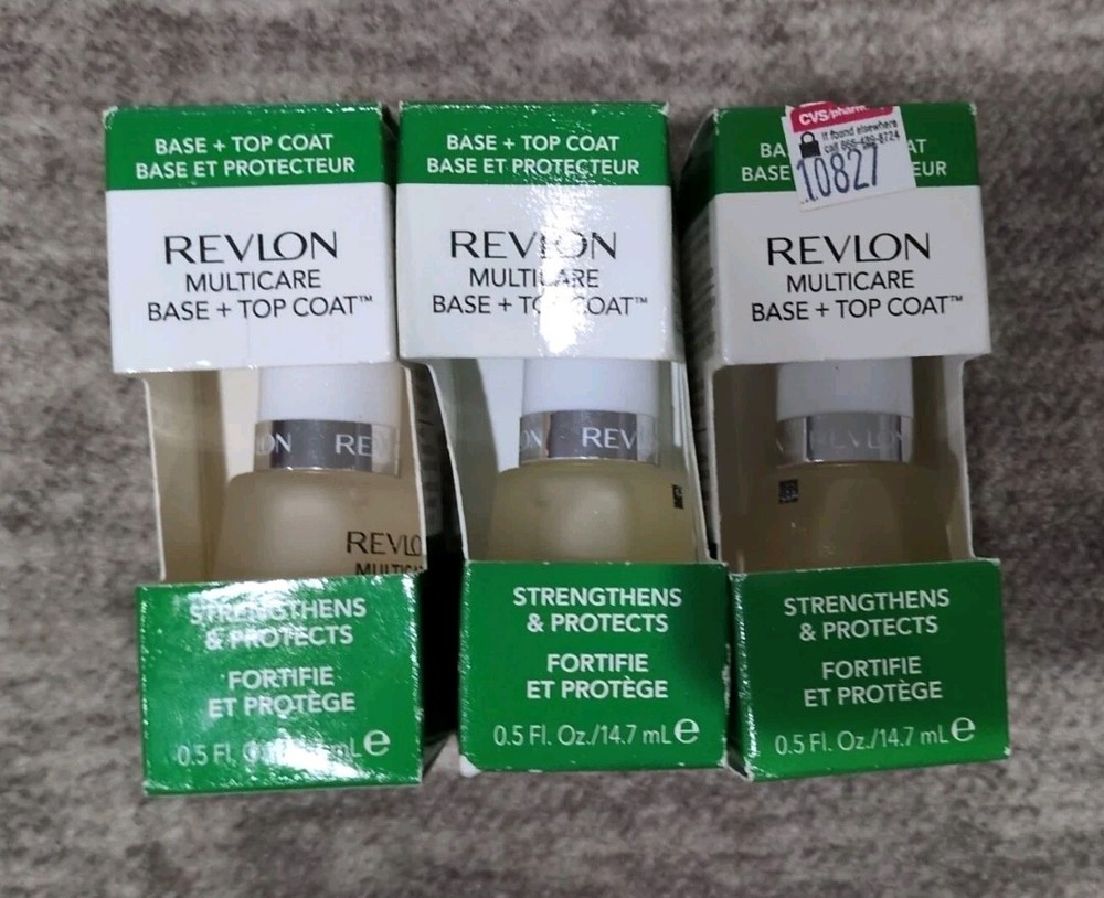 3 Revlon Multicare Base +Top Coat Nail Strengthener & Protects 205 Base+Top Coat