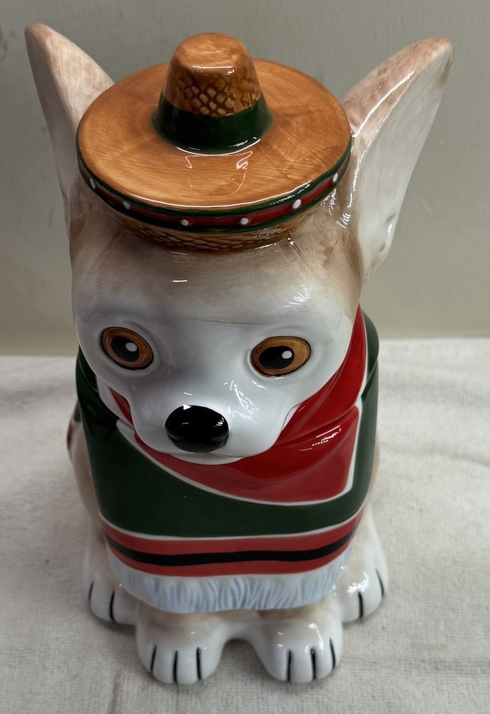 Chihuahua Cookie Jar – Festive Sombrero & Serape – Pacific Giftware