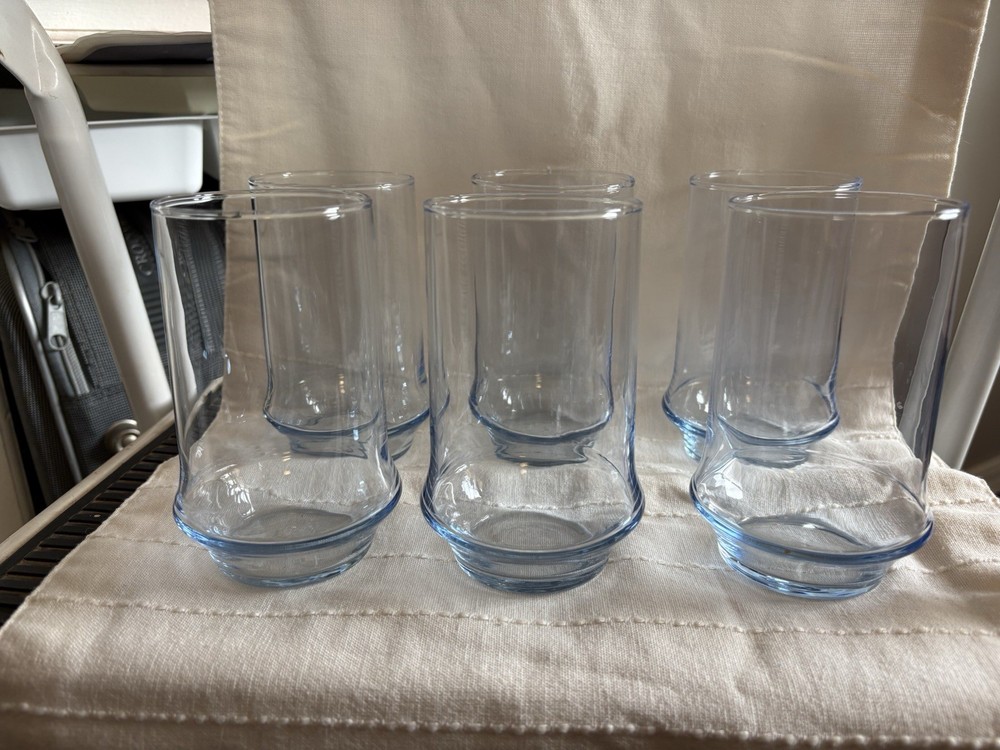 Vintage Light Blue Libbey Tumblers / Drinking Glasses - Large - set of 6