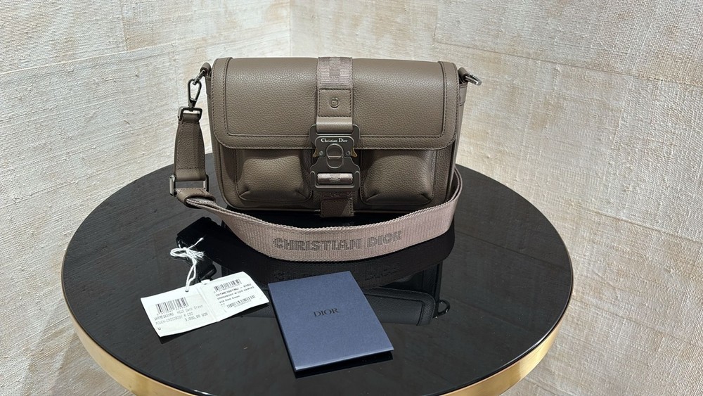 Christian Dior Crossbody Hit the Road Bag with Brown Grained Calfskin