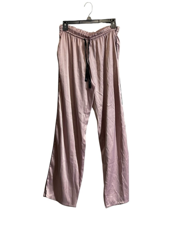 Victorias Secret Small Light Pink Pajama Pants Black Stripe Drawstring Lounge