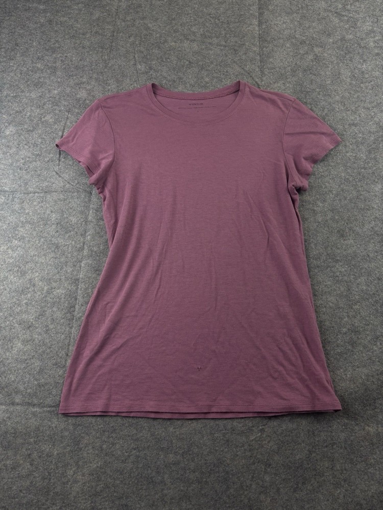 VINCE Women's S Essential Crewneck Pima Cotton T-Shirt Top Pink Minimalist SEE