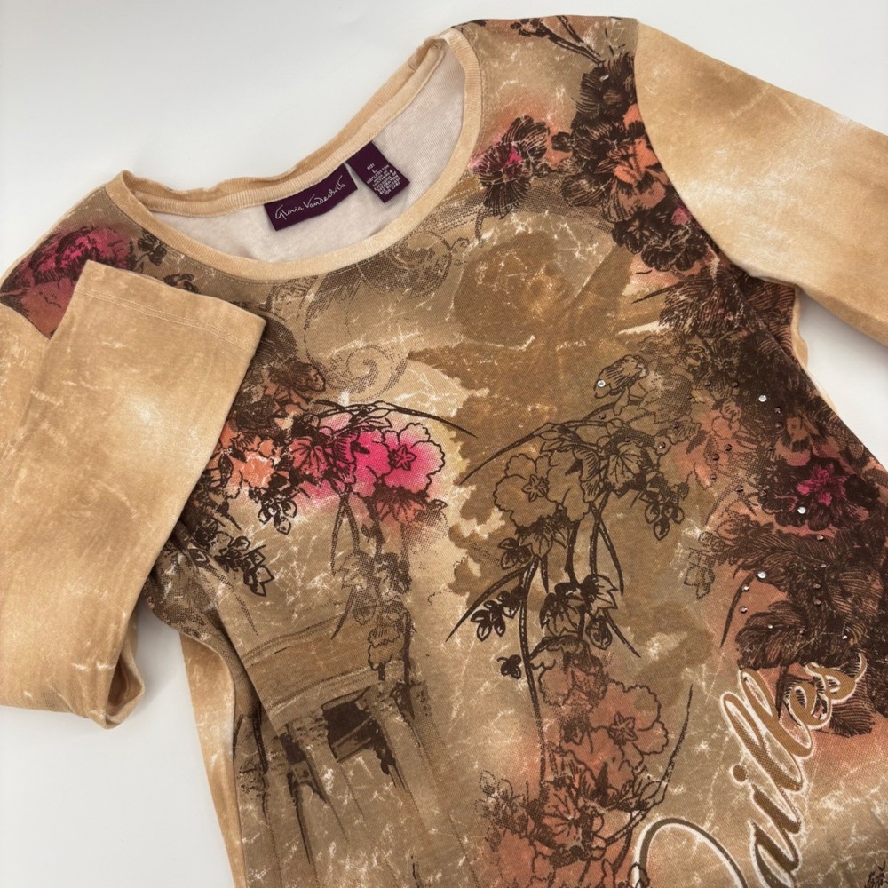 Gloria Vanderbilt Women's L Beige Floral 