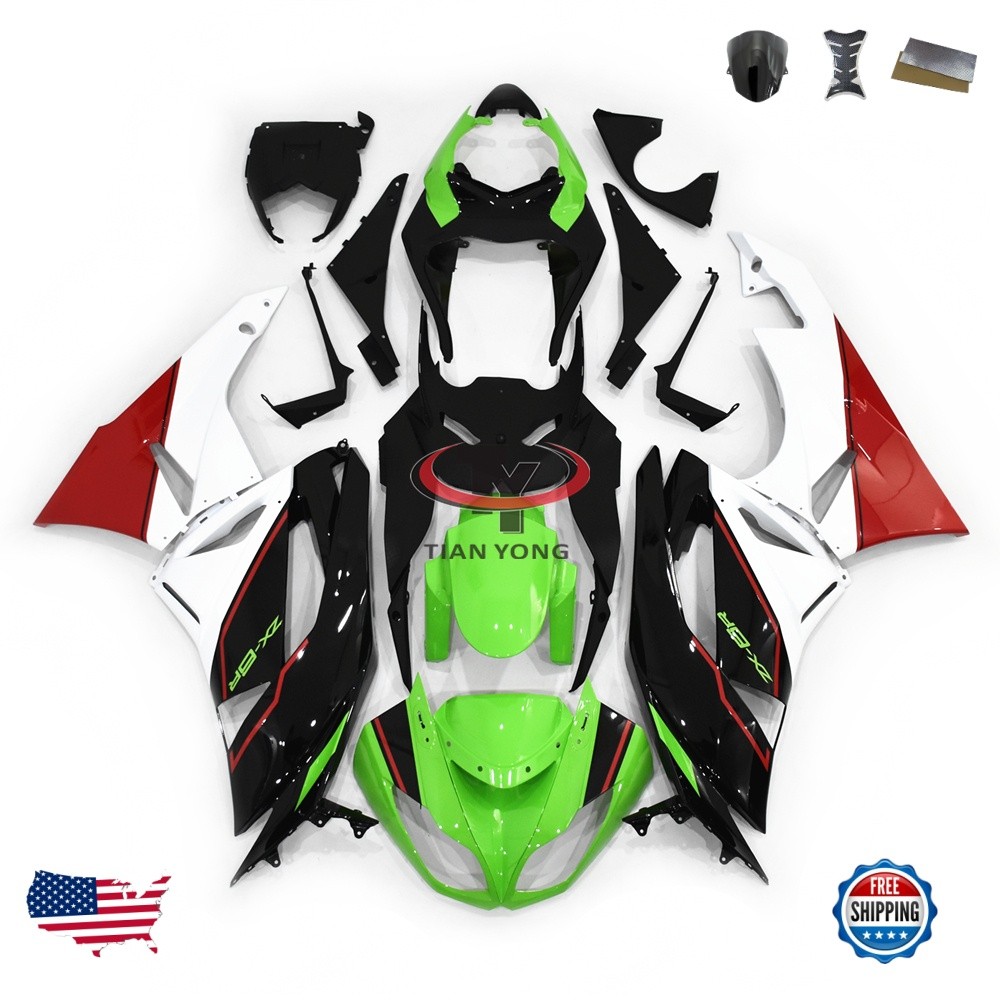 Green White Injection ABS Fairing Fit for Kawasaki Ninja 2009-2012 ZX6R 636 Kit