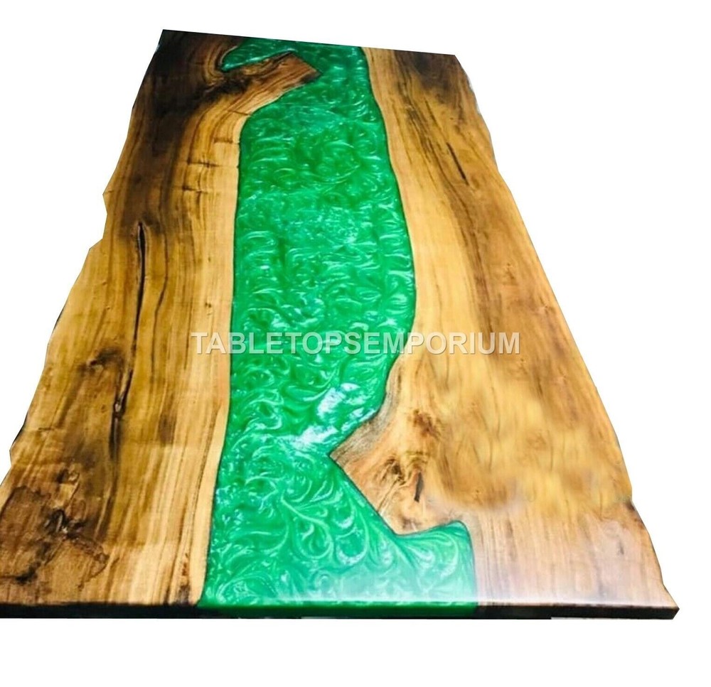 Epoxy Resin Dining Table Live Edge Acacia River Dining Desk Custom Order Décors