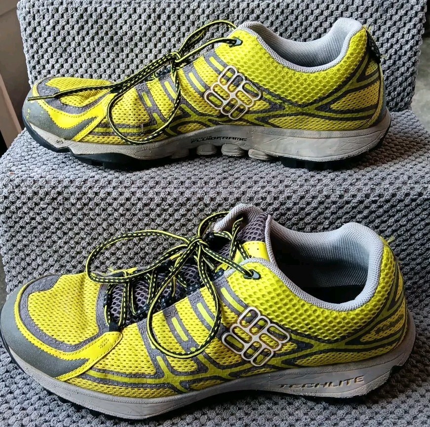 Columbia Techlite Fluidframe Shoes Size 10.5 Yellow Gray Hiking Outdoors