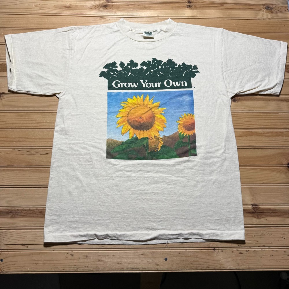 Vintage 90s Grow Your Own Sunflower Botanical Garden Graphic T-Shirt USA - XL