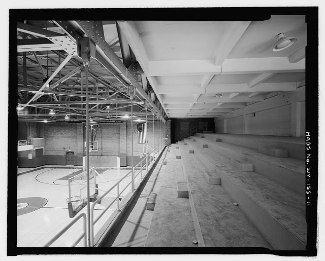 11. SECOND FLOOR INTERIOR, SHOWING EAST BALCONY BASKETBALL COURT. VIEW