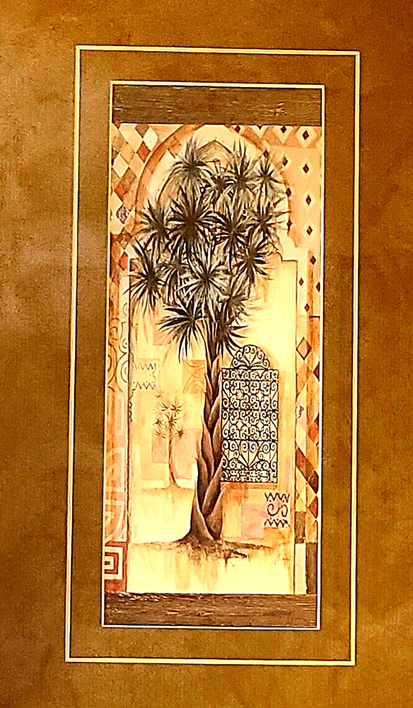 Ja Hawkins Palm Tree Print Signed 13 X 19 Framed Matted